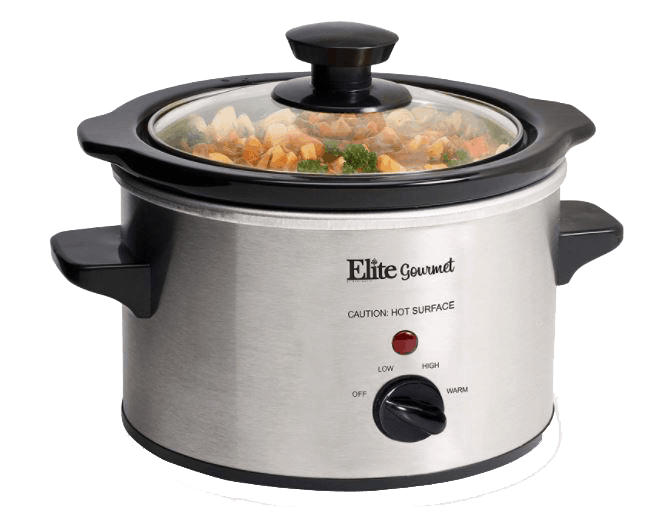 Elite Gourmet (MST-250XS) Stainless Steel Electric Slow Cooker Ceramic Pot (1.5 Quart)