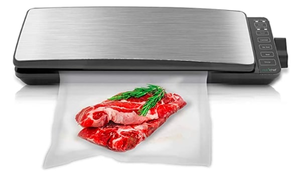 Nutrichef PKVS35STS Automatic Food Vacuum Sealer System (110W Sealed Meat Packing with 2 Seal Modes)