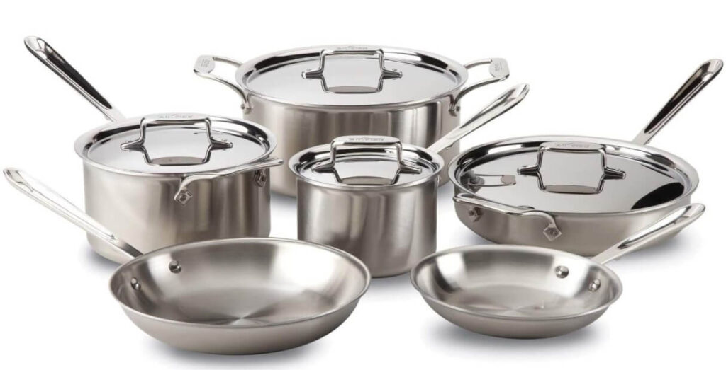 All-Clad Brushed D5 - 5 Ply Stainless Steel Pans & Pots, 10-Piece - 8400001085