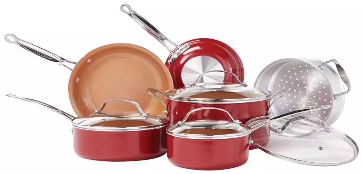 BulbHead Red Copper Non-Stick Cookware Set